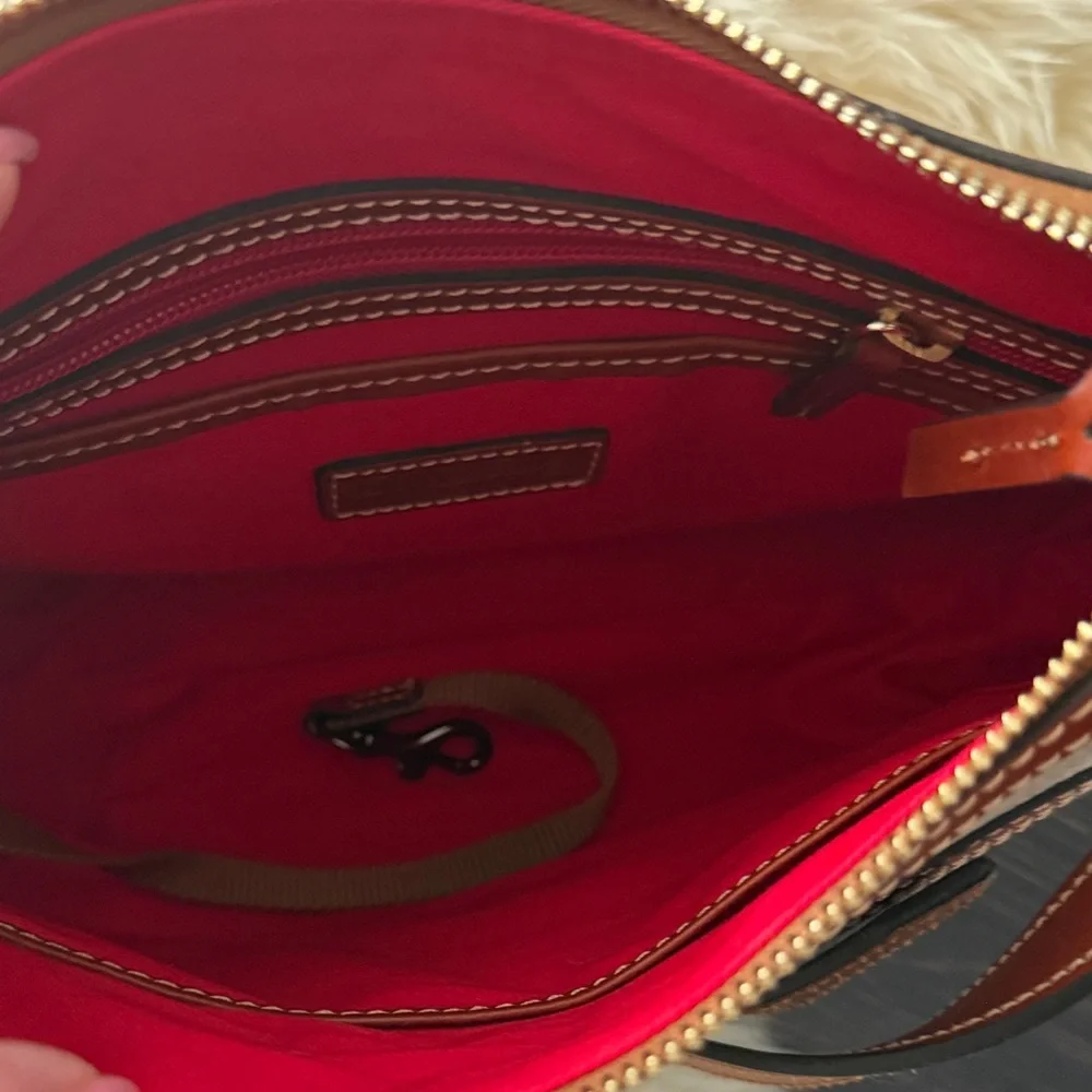 Dooney & Bourke Cream and Brown Leather Crossbody - Picture 5 of 6